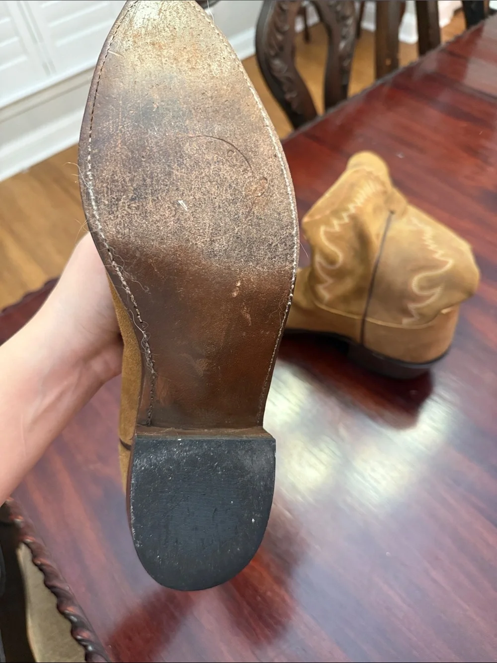 Lucchese Tan Suede Western Boots